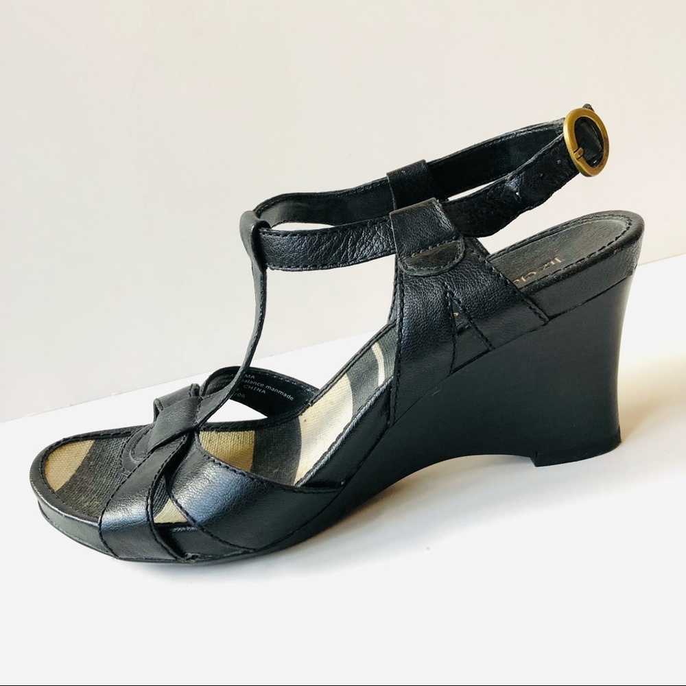 Liz Claiborne Black Leather Wedge Size 8